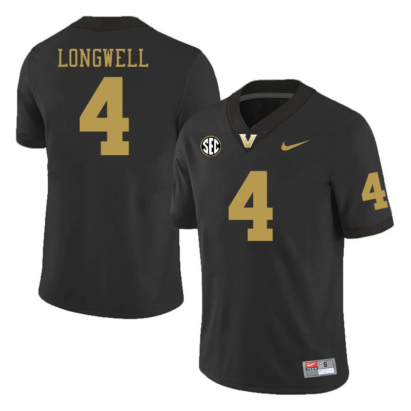 Vanderbilt Commodores #4 Bryan Longwell College Football Jerseys 2024 Uniforms Stitched-Black